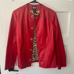 Women's Red Leather Jacket, Small